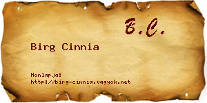 Birg Cinnia névjegykártya